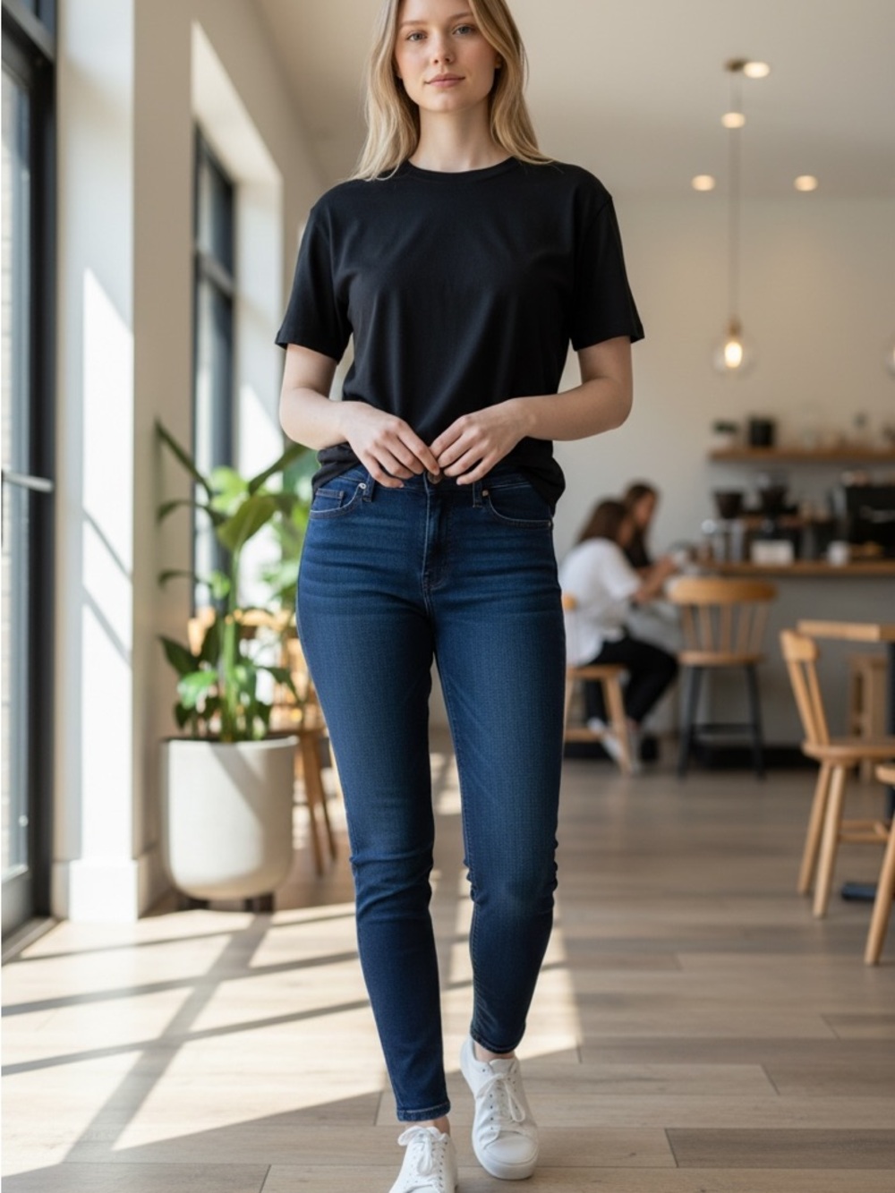 7 For All Mankind Dark Indigo Skinny High Rise Jeans